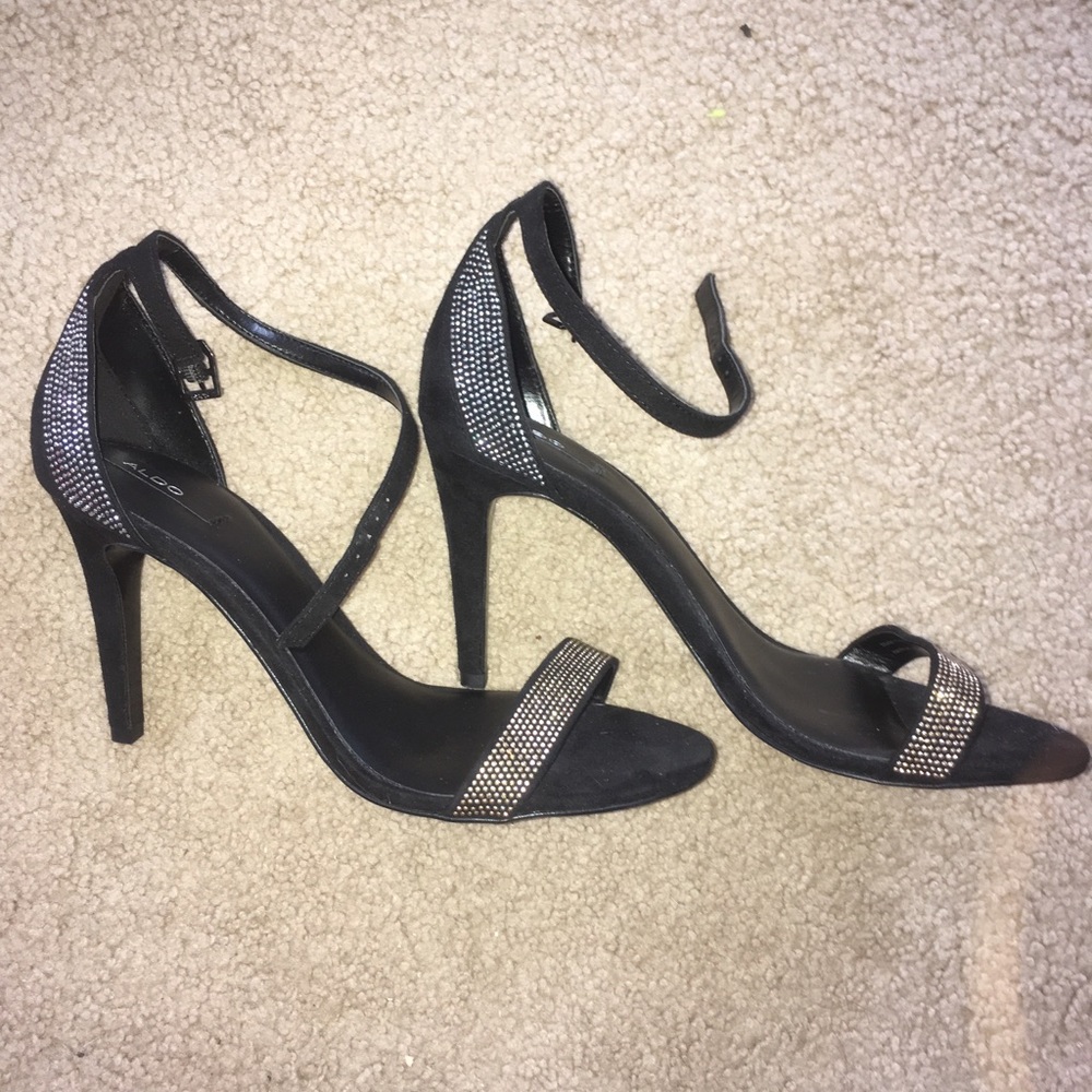 Aldo gold, silver and black heels
